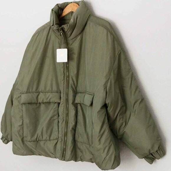 NEW Fabletics Khloe Kardashian All Weather Puffer Jacket Dark Moss Shine XXL 1X - Picture 8 of 16